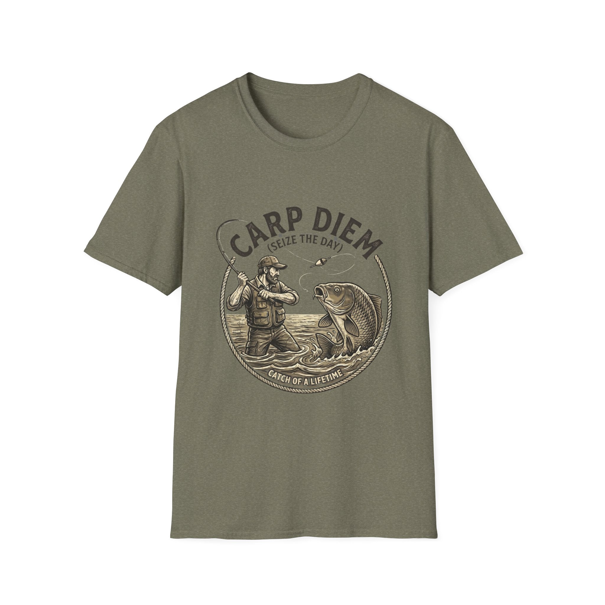 Carp Diem Fishing Graphic T-Shirt | Angler Vintage Fish Design