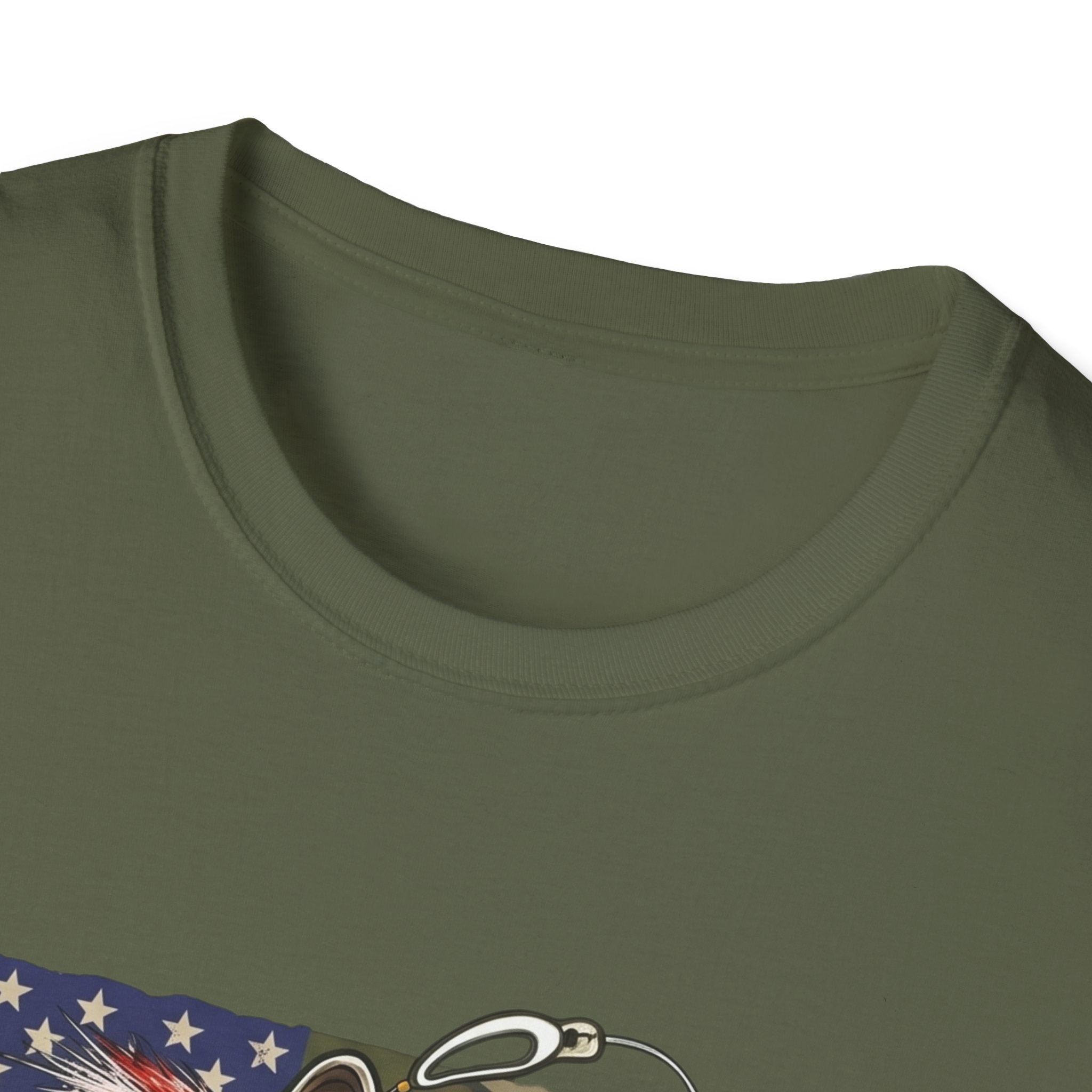 Jumping Bass with American Flag T-Shirt | Fishing Graphic Tee