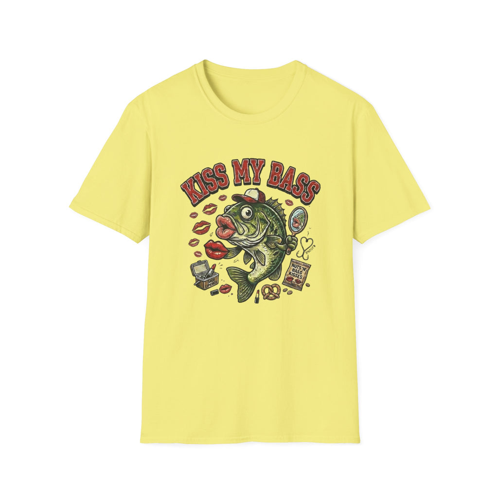 Kiss My Bass Fish Graphic T-Shirt | Fishing Humor Tee