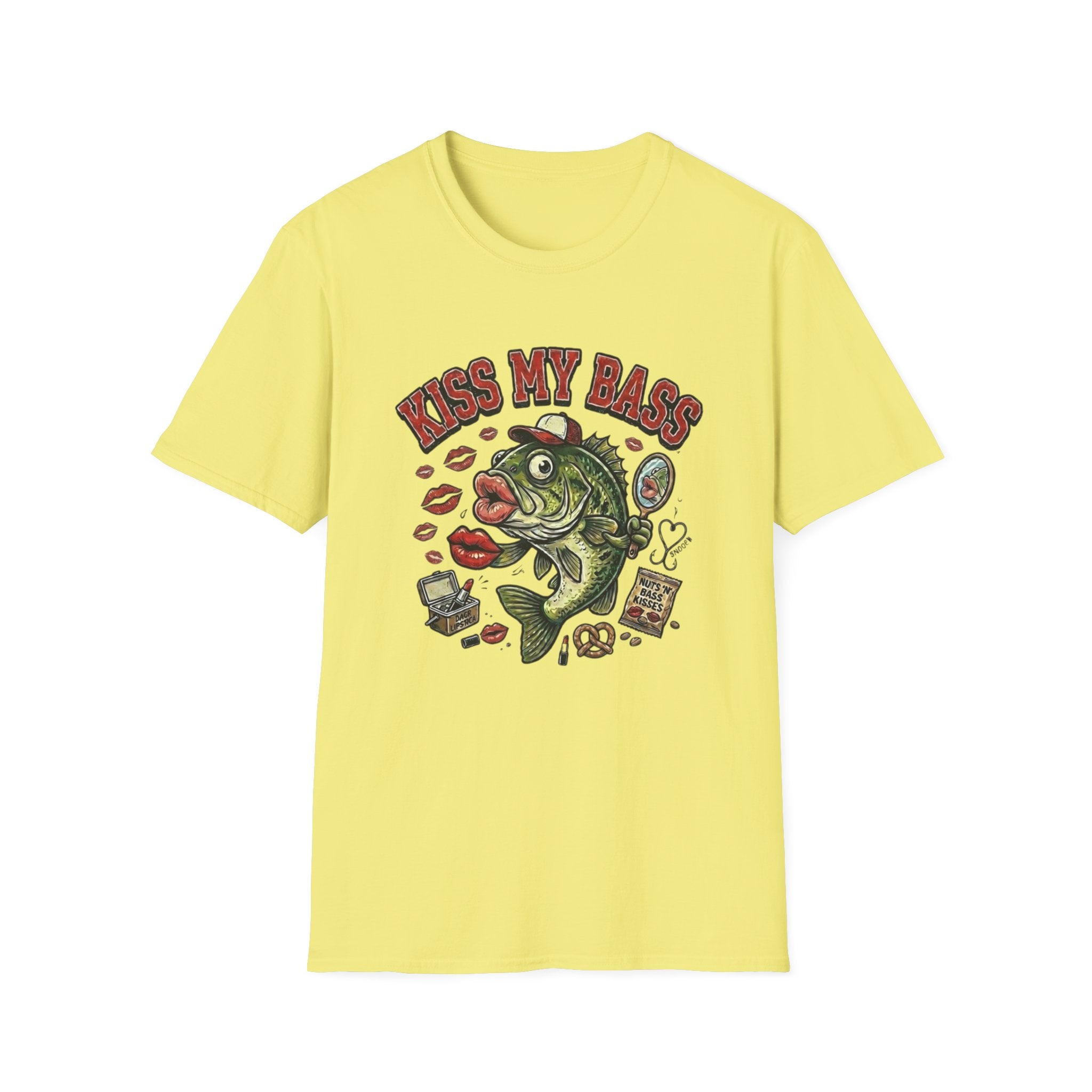 Kiss My Bass Fish Graphic T-Shirt | Fishing Humor Tee