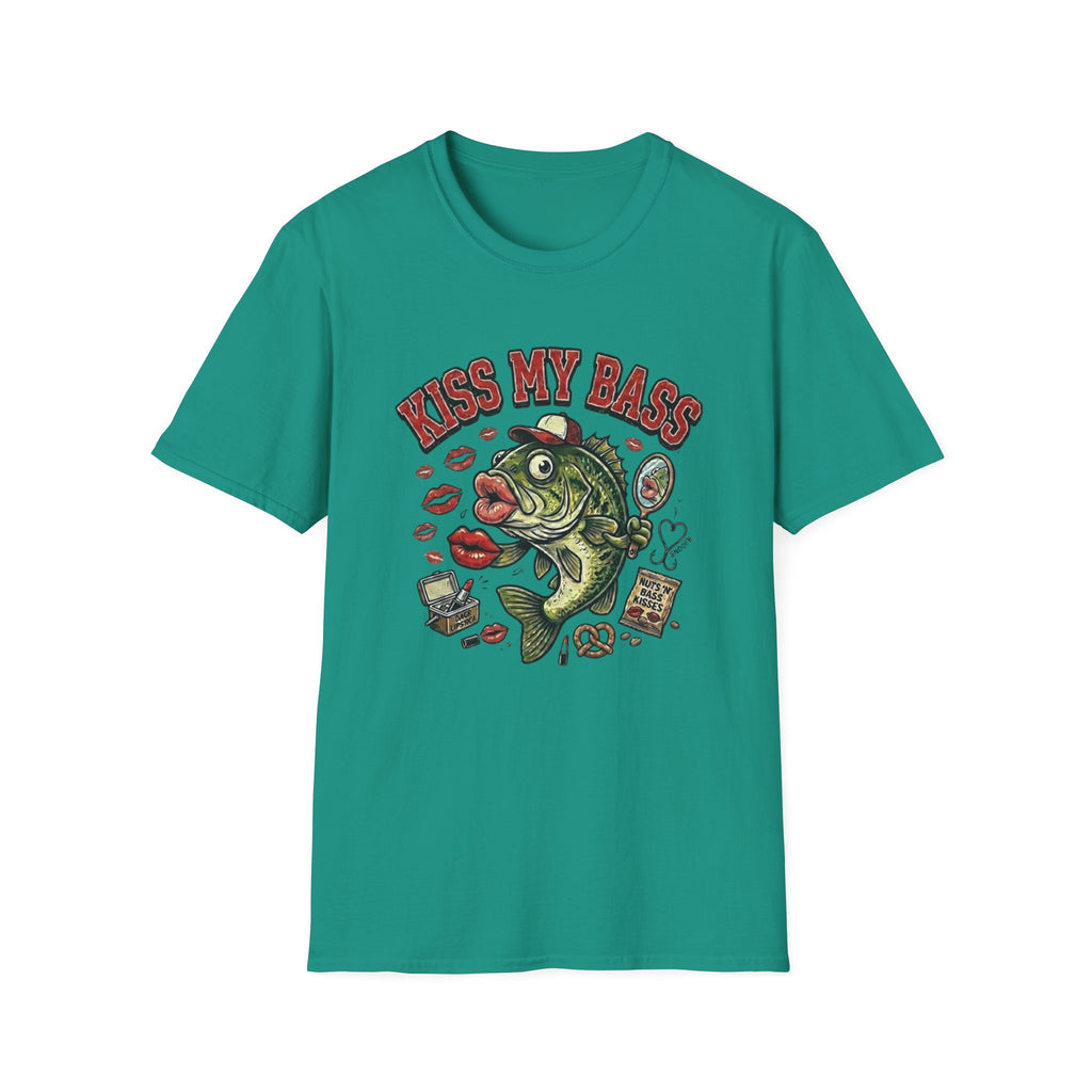 Kiss My Bass Fish Graphic T-Shirt | Fishing Humor Tee