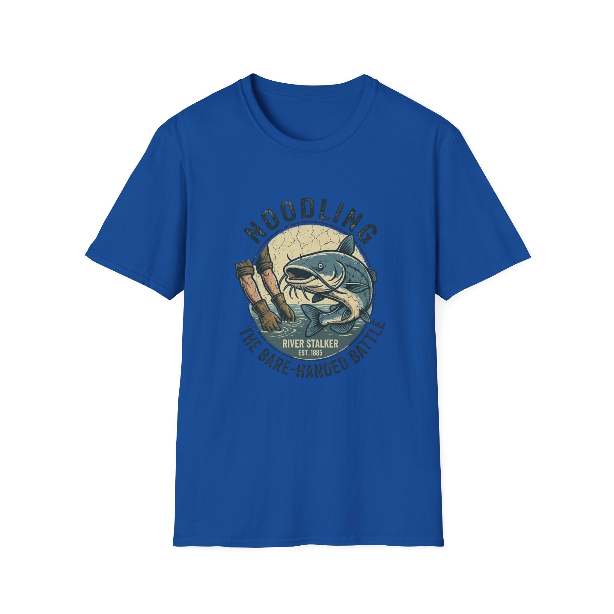 Noodling Catfish Illustration T-Shirt | Hand-Fished, River Angler Design