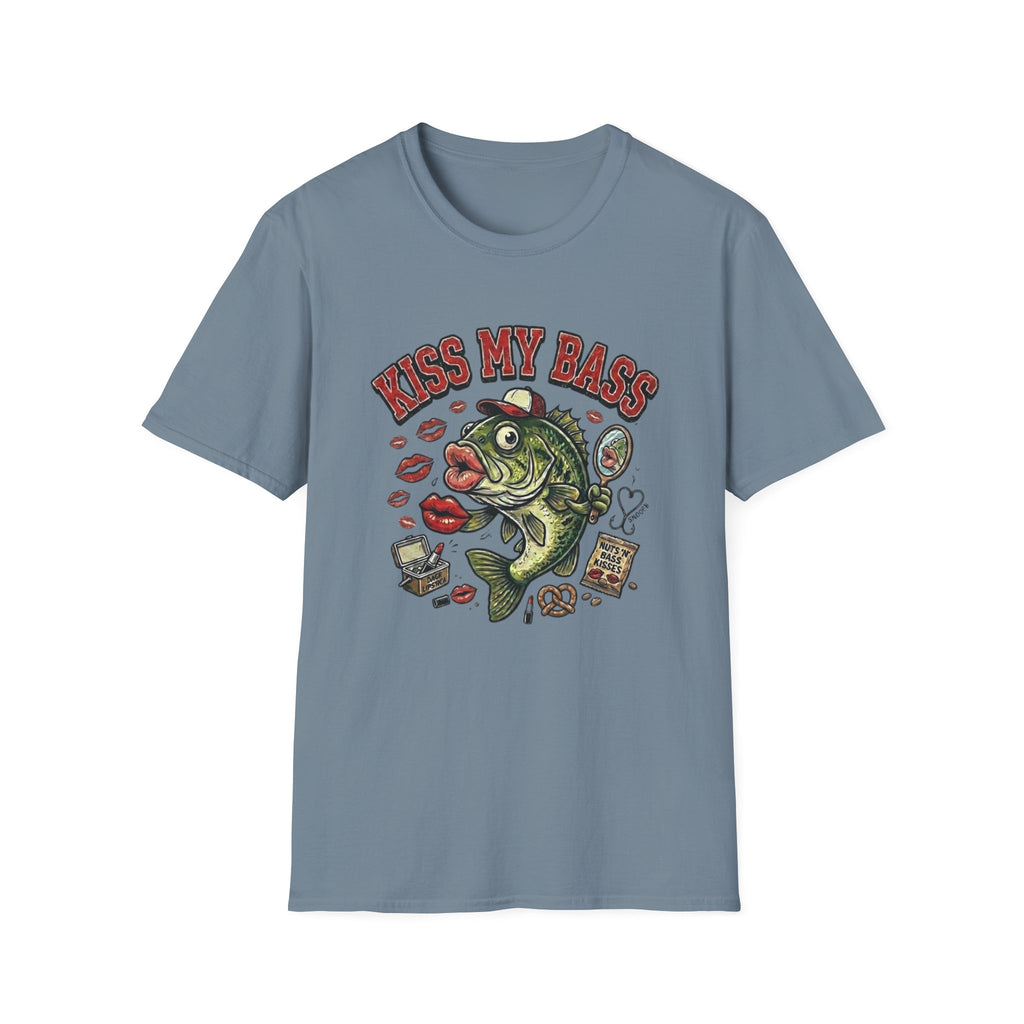 Kiss My Bass Fish Graphic T-Shirt | Fishing Humor Tee