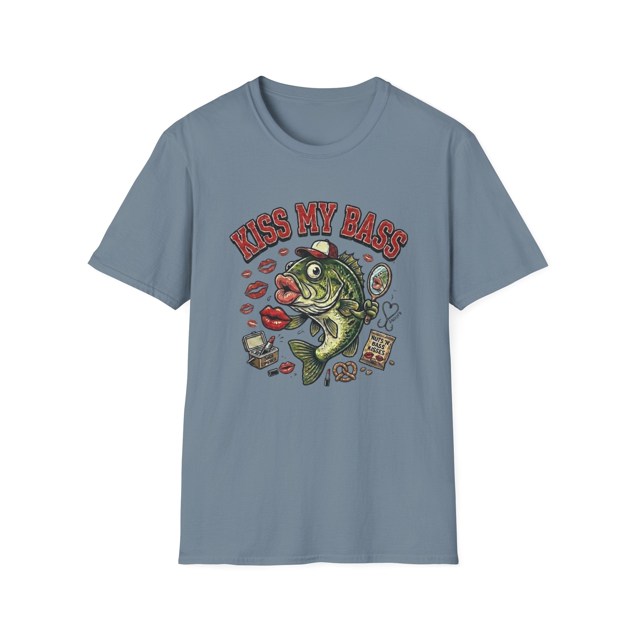 Kiss My Bass Fish Graphic T-Shirt | Fishing Humor Tee