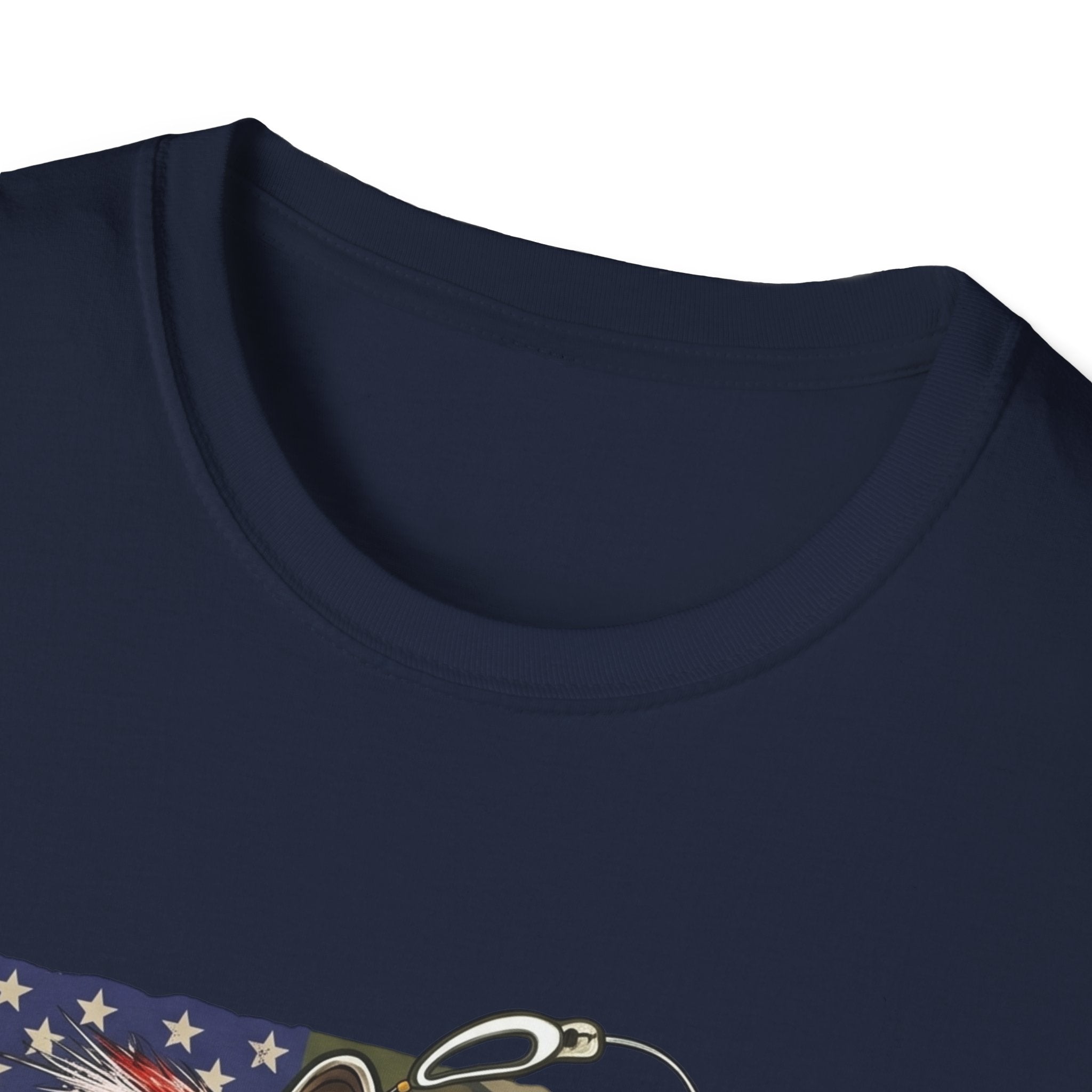 Jumping Bass with American Flag T-Shirt | Fishing Graphic Tee