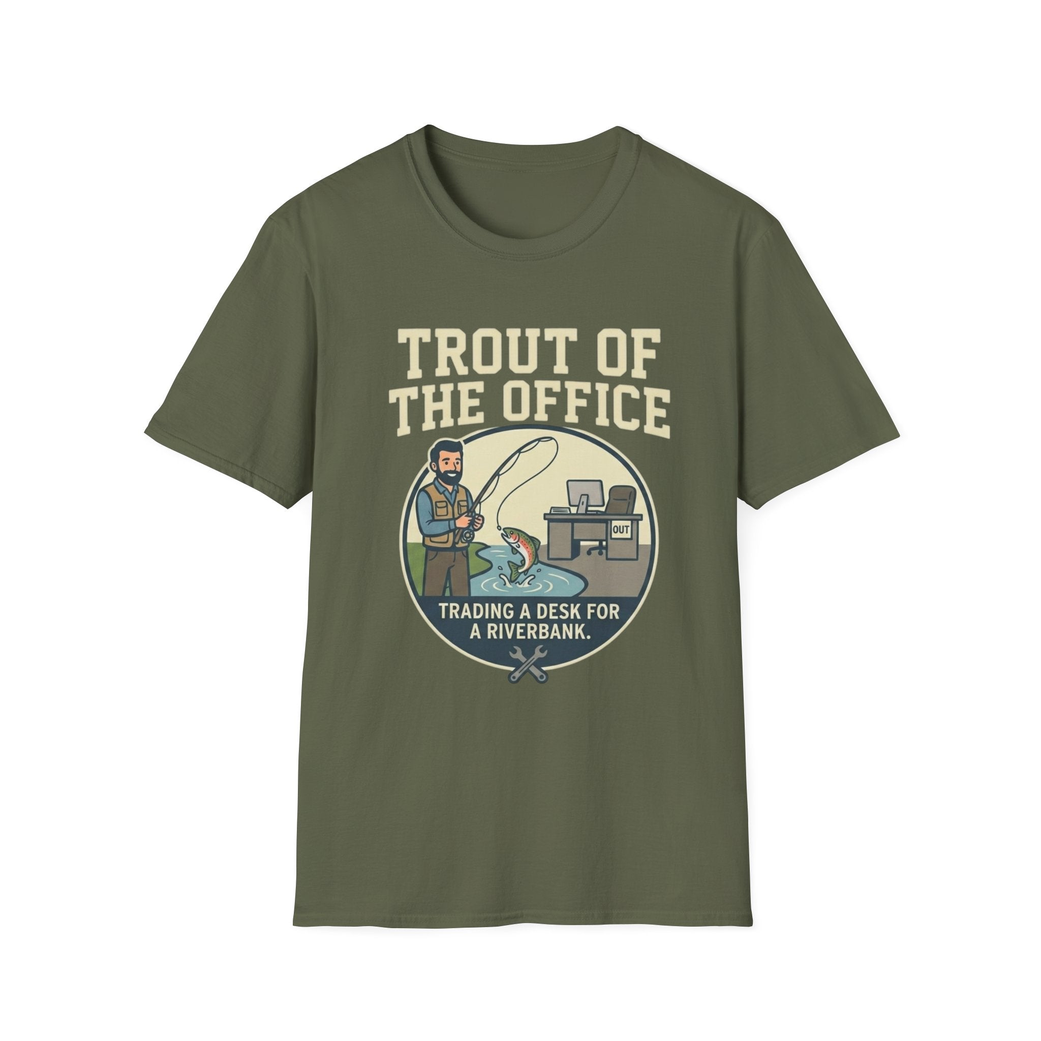 Trout of the Office T-Shirt | Fishing Humor, Office to Riverbank Design
