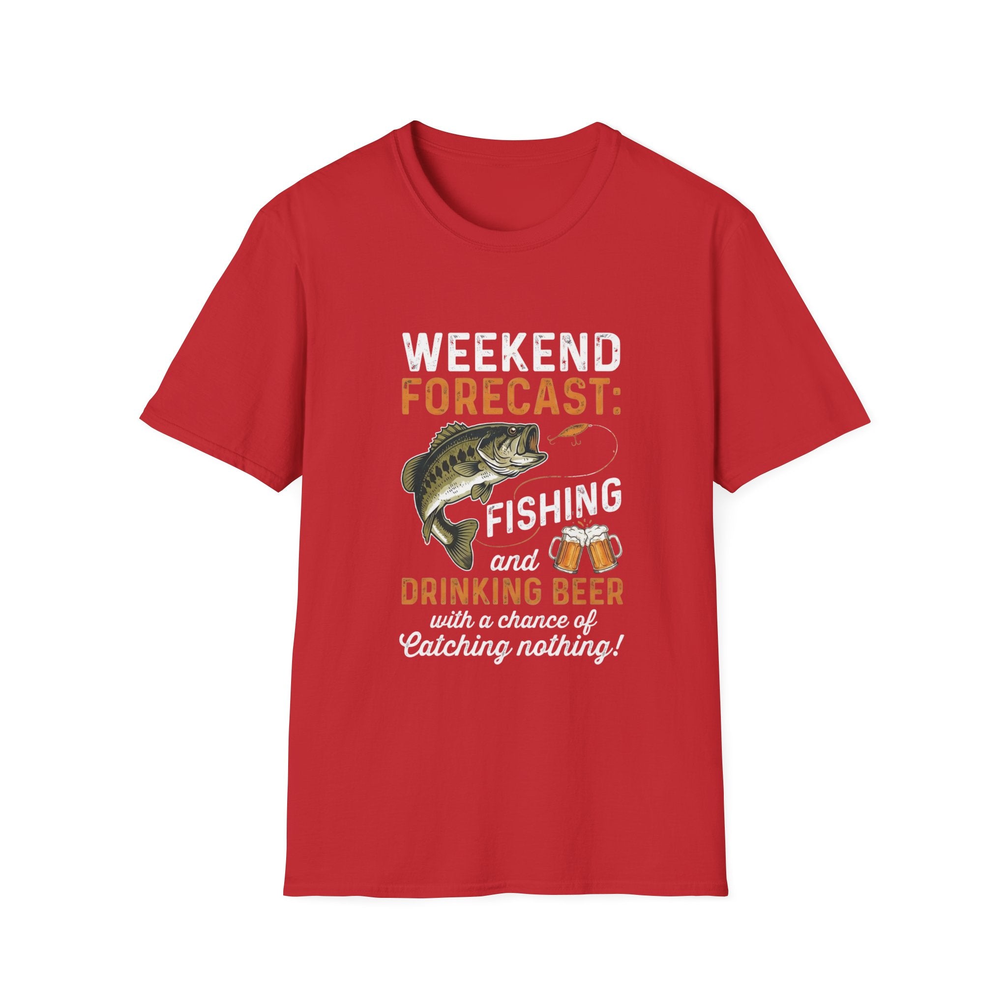 Forecast: Drinking Beer T-Shirt | Bass Fish Illustration, Fishing Tee