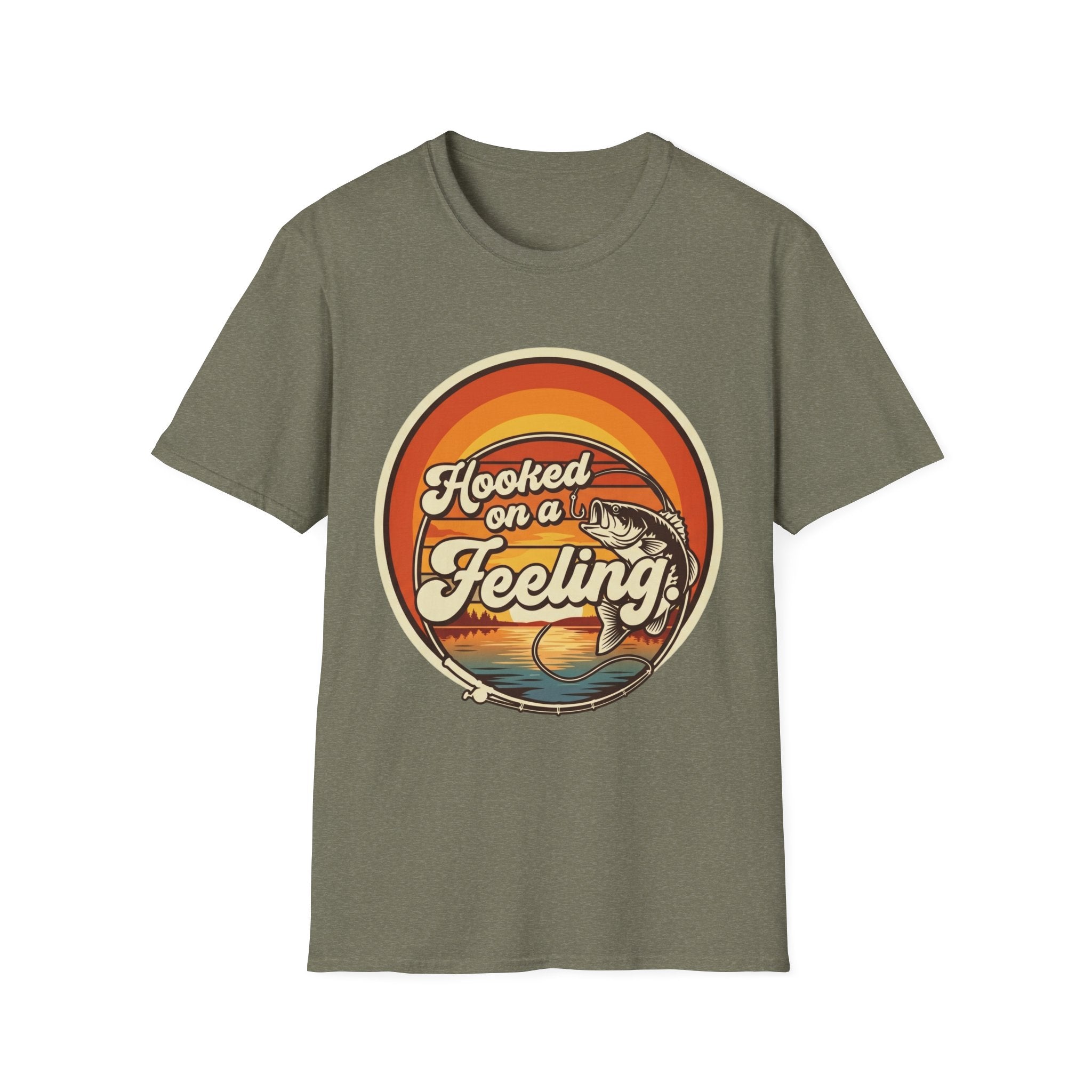 Hooked on a Feeling T-Shirt | Retro Fishing Sunset Graphic
