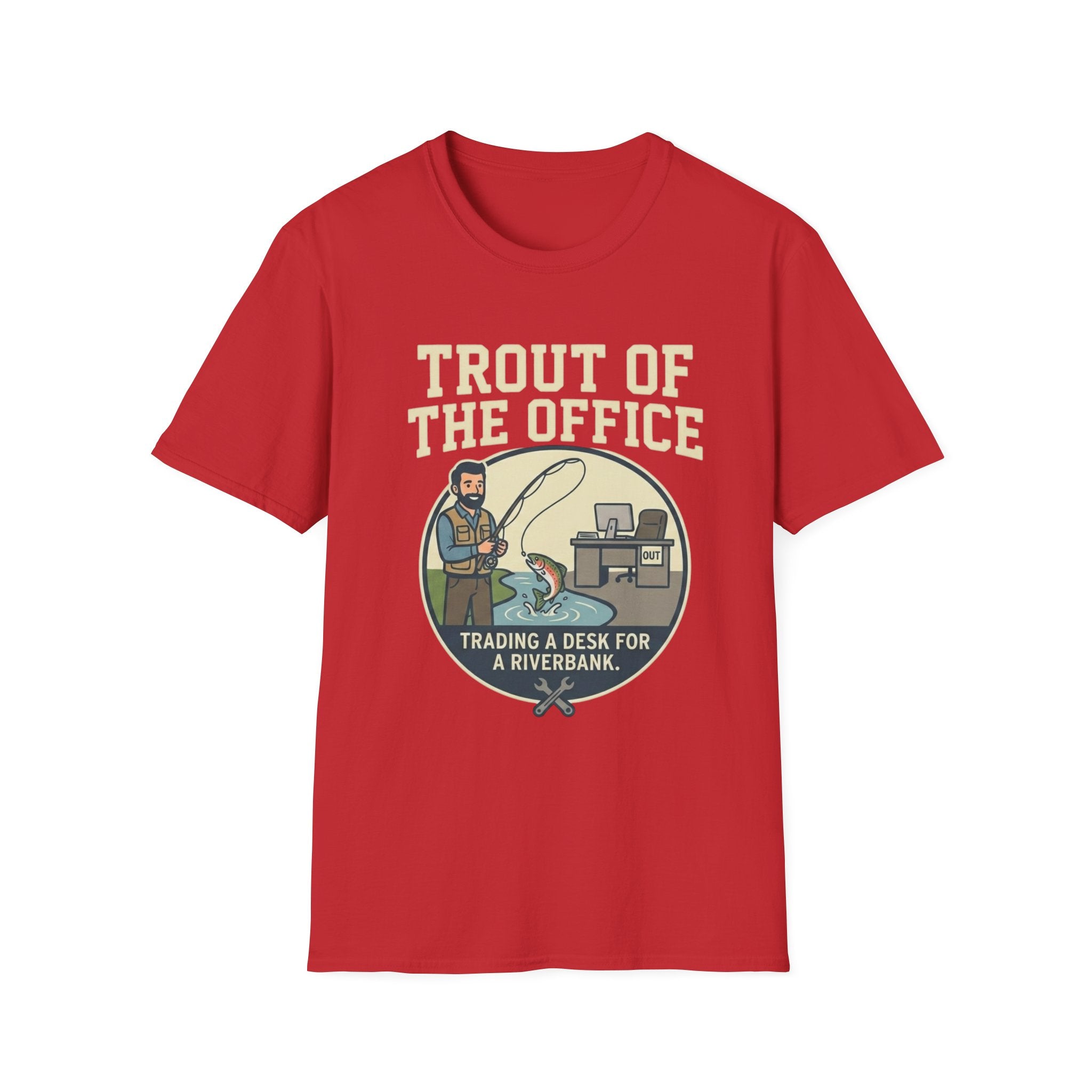 Trout of the Office T-Shirt | Fishing Humor, Office to Riverbank Design