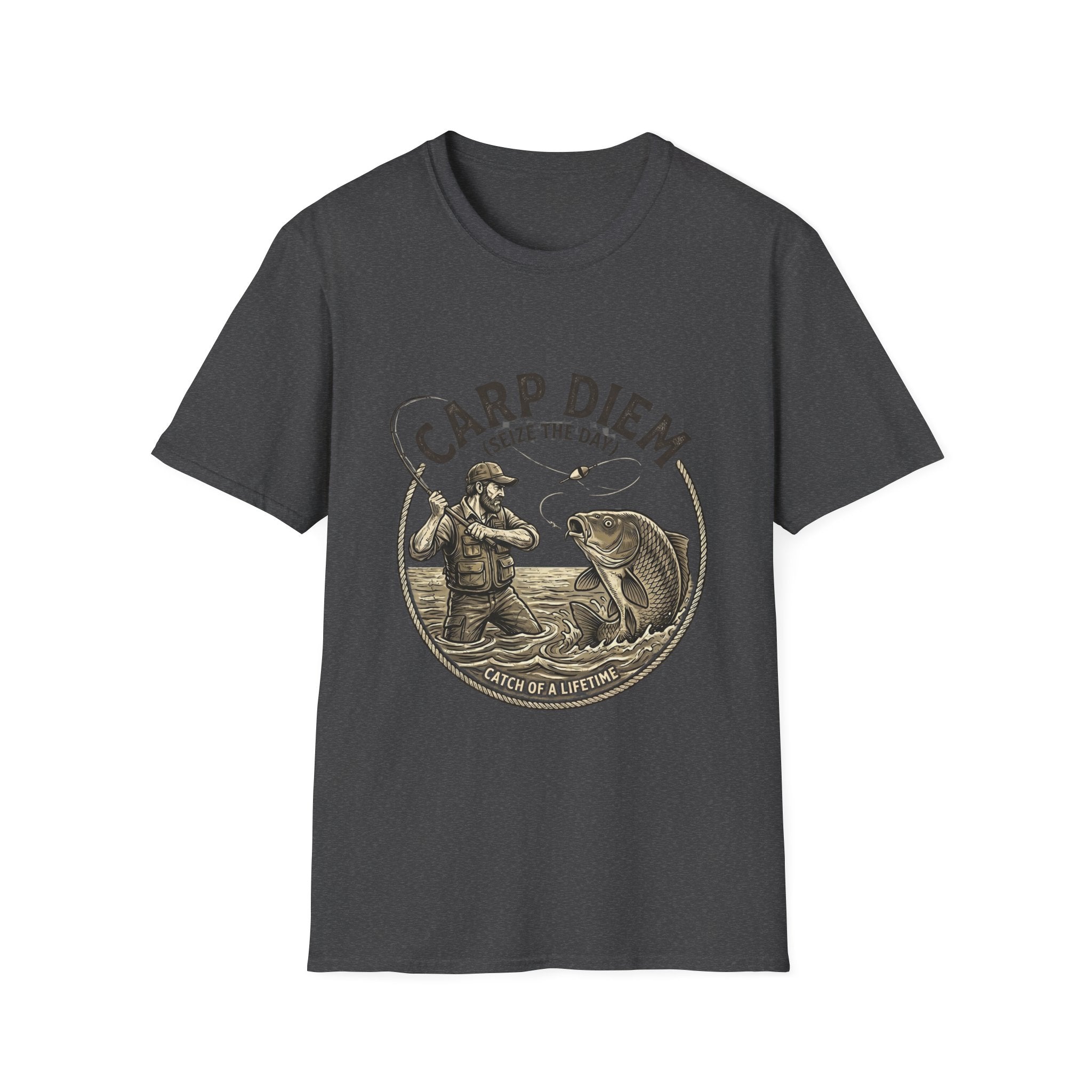 Carp Diem Fishing Graphic T-Shirt | Angler Vintage Fish Design