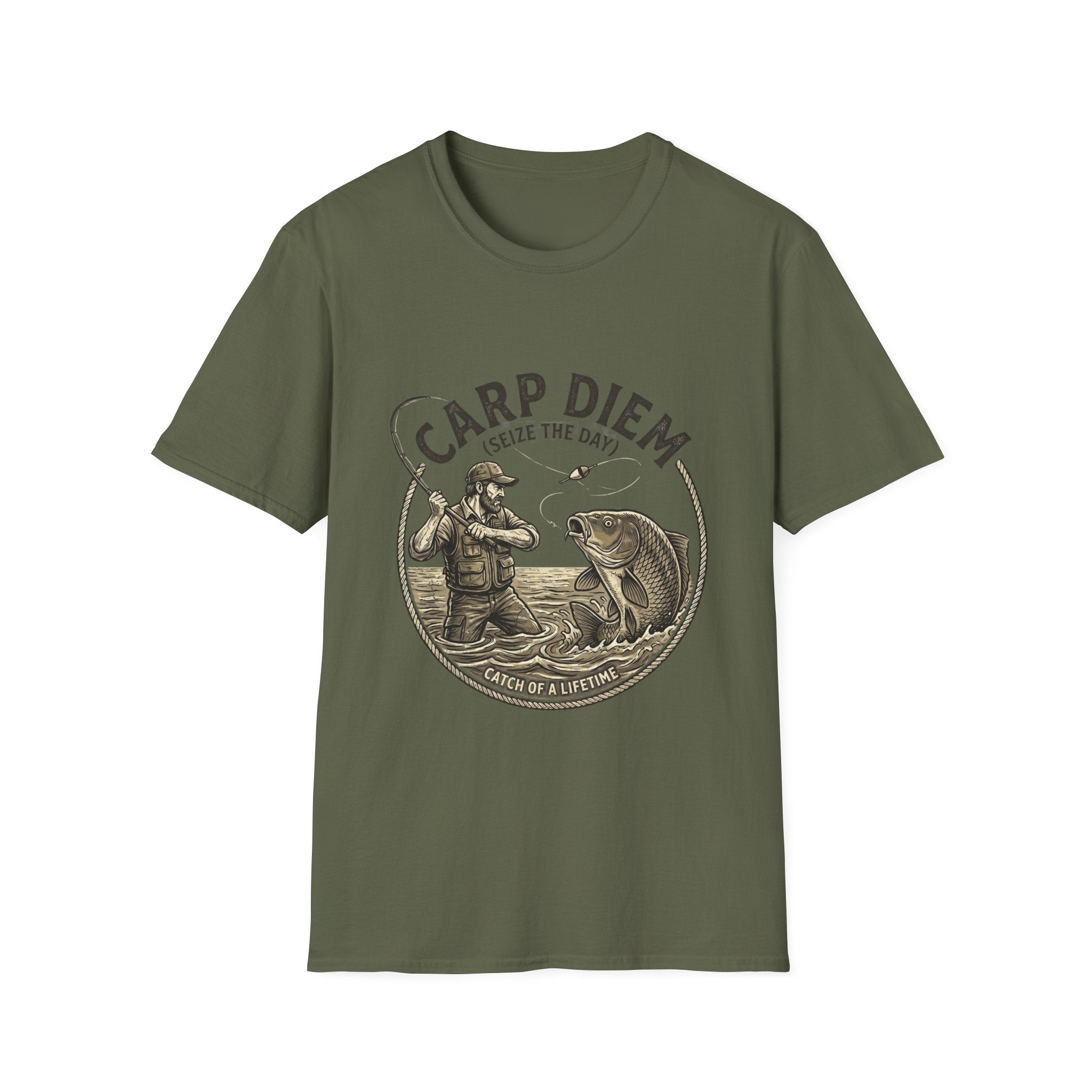 Carp Diem Fishing Graphic T-Shirt | Angler Vintage Fish Design