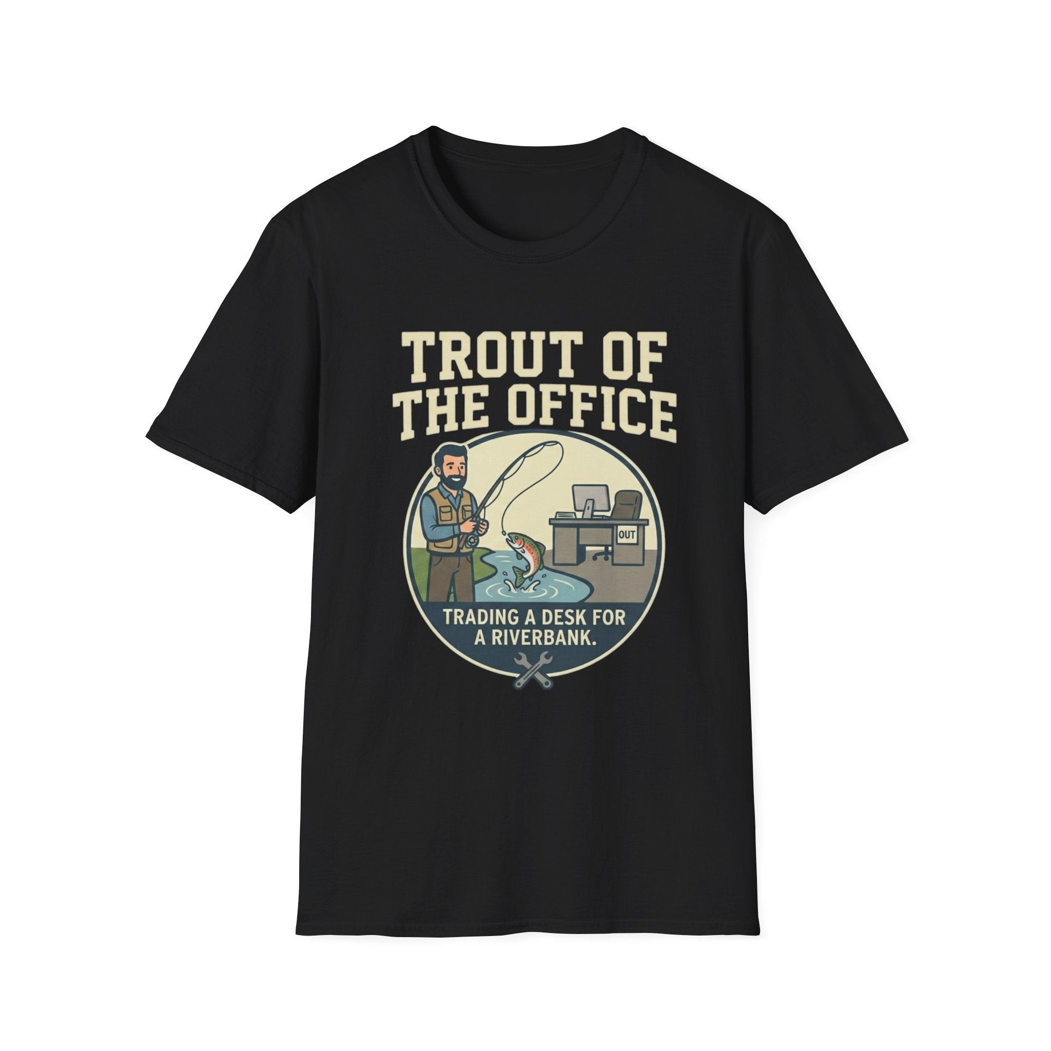 Trout of the Office T-Shirt | Fishing Humor, Office to Riverbank Design
