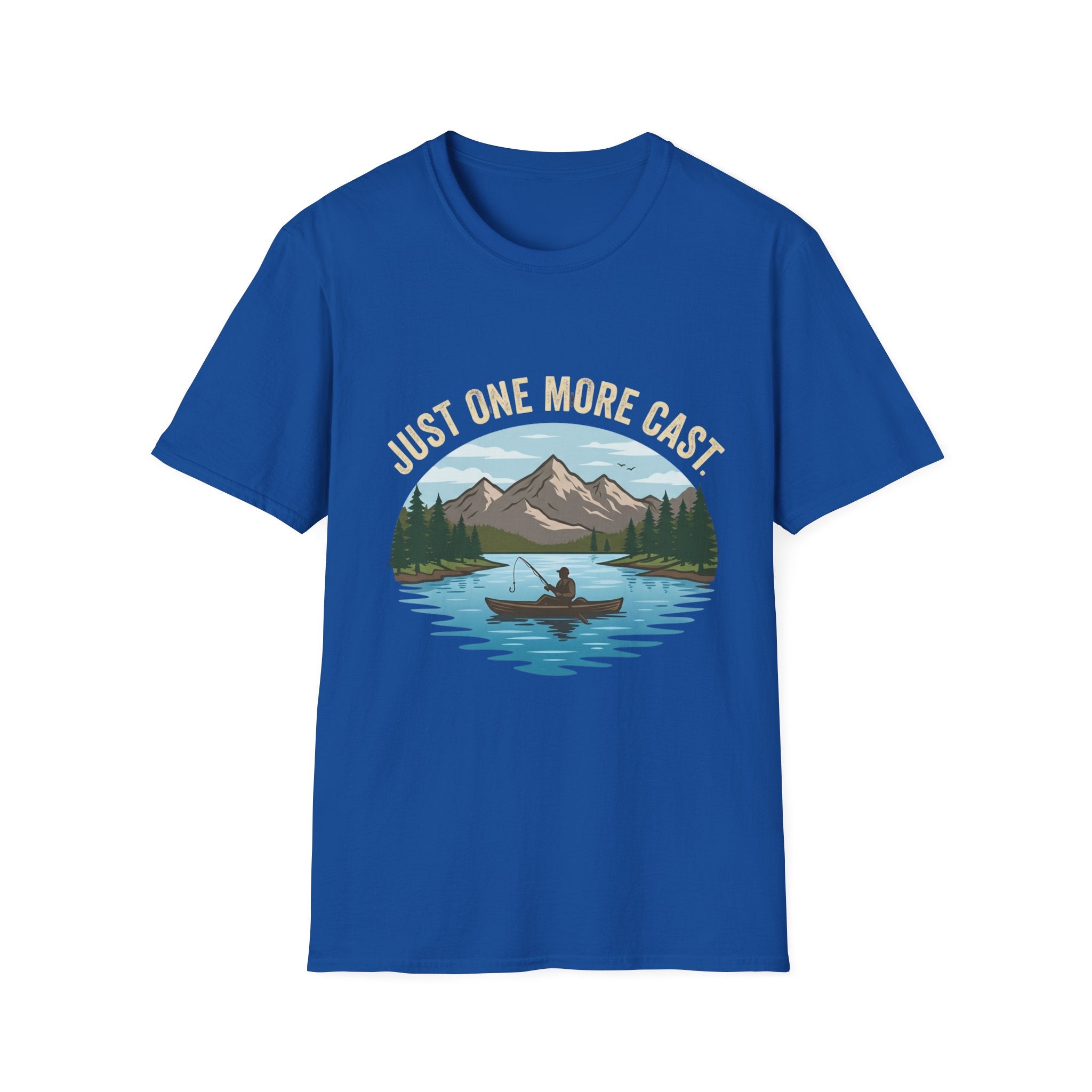 Just One More Cast fishing lake mountain T-Shirt | canoe angler outdoors design