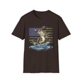 Jumping Bass with American Flag T-Shirt | Fishing Graphic Tee