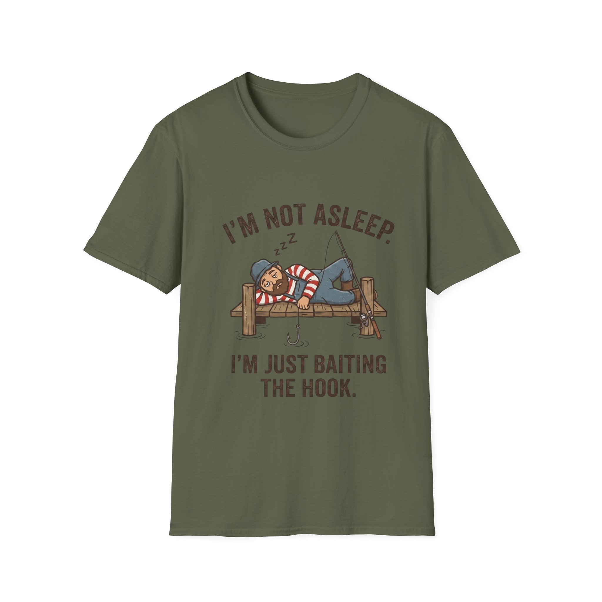 Sleeping Fisherman I'm Just Baiting The Hook T-Shirt | Fishing Graphic Tee