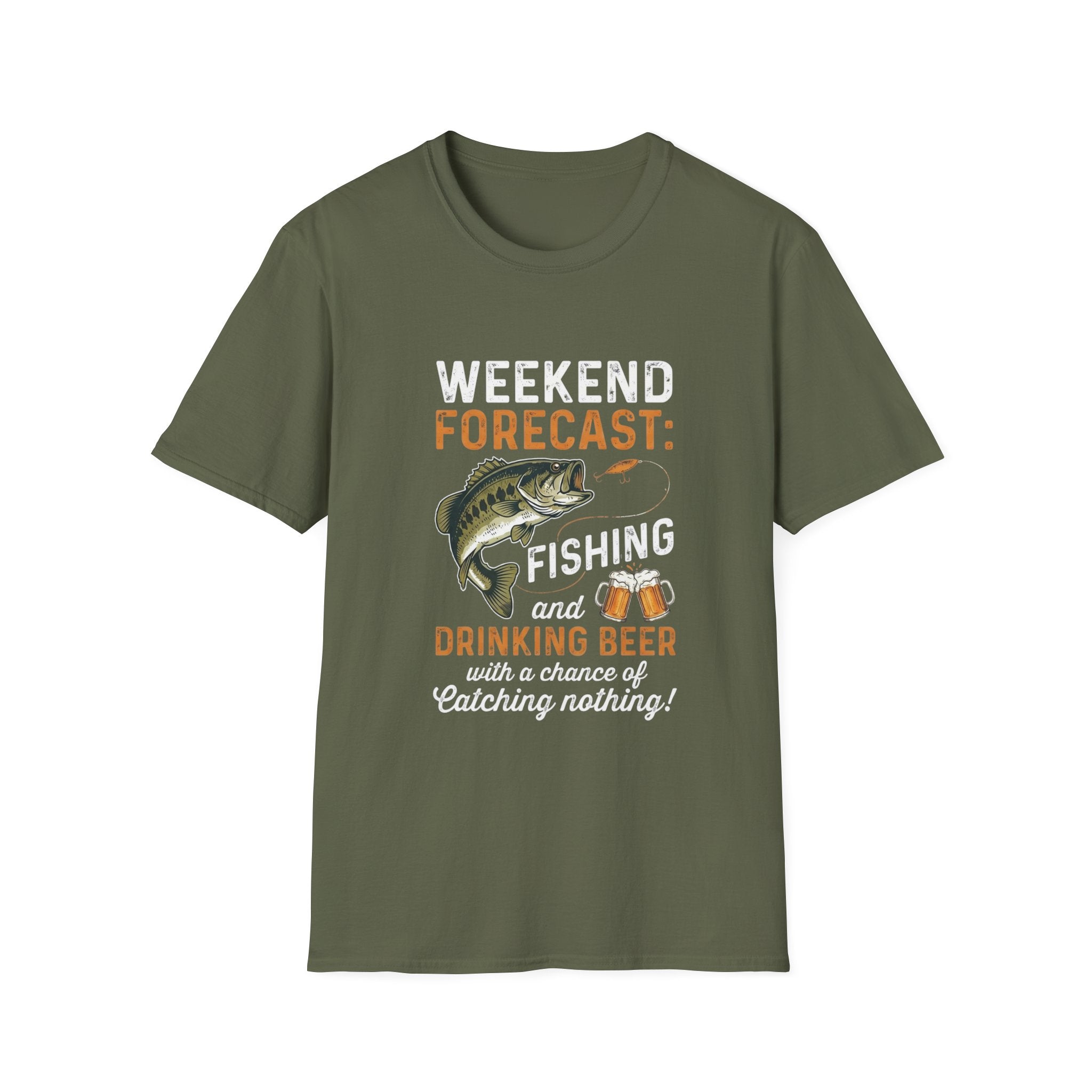 Forecast: Drinking Beer T-Shirt | Bass Fish Illustration, Fishing Tee