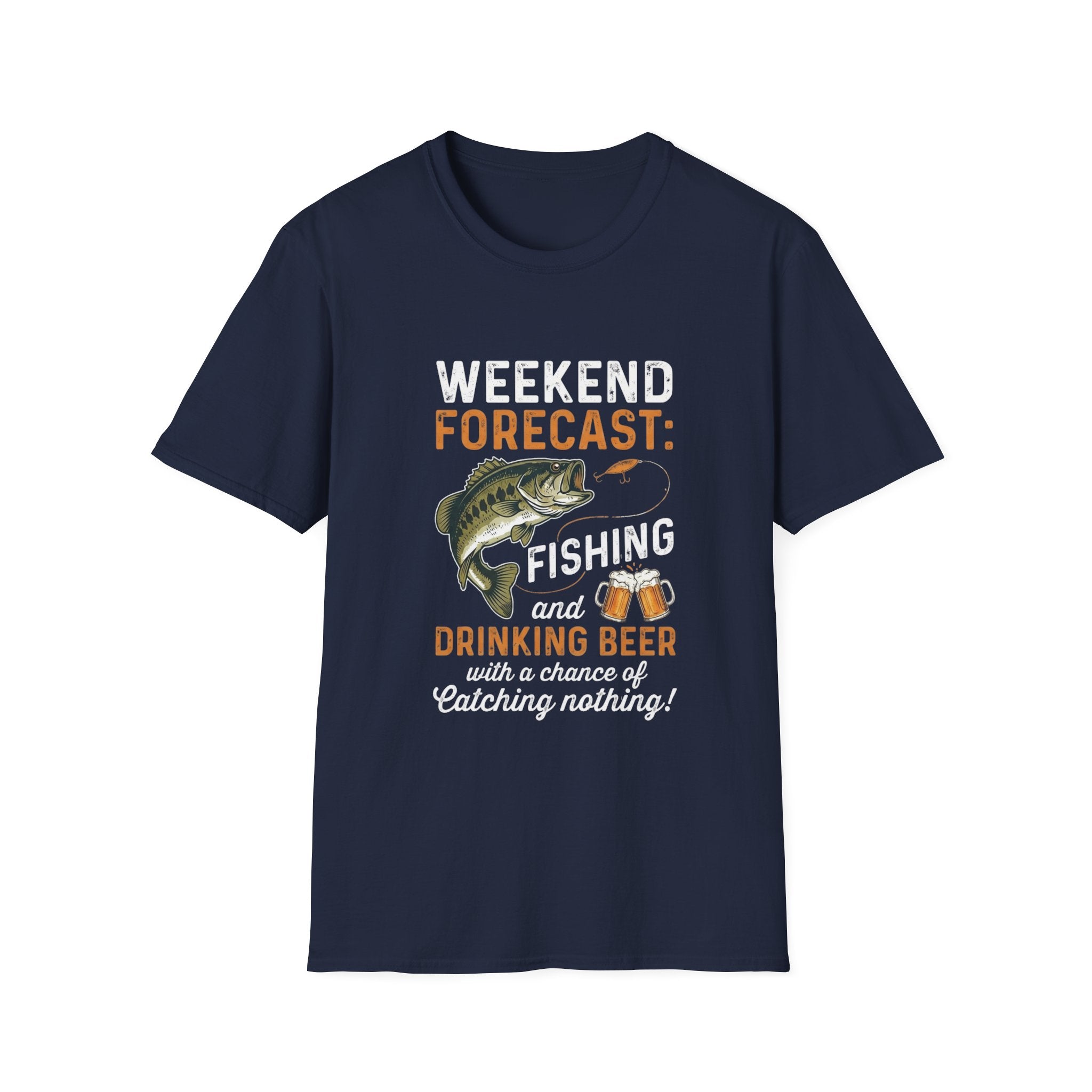 Forecast: Drinking Beer T-Shirt | Bass Fish Illustration, Fishing Tee