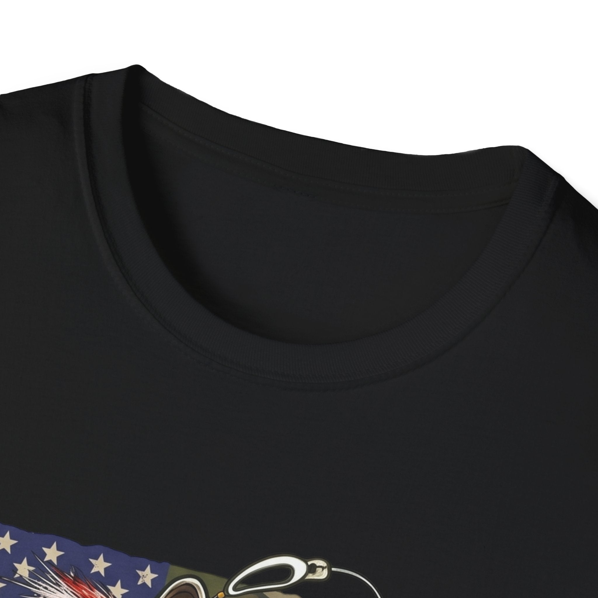 Jumping Bass with American Flag T-Shirt | Fishing Graphic Tee
