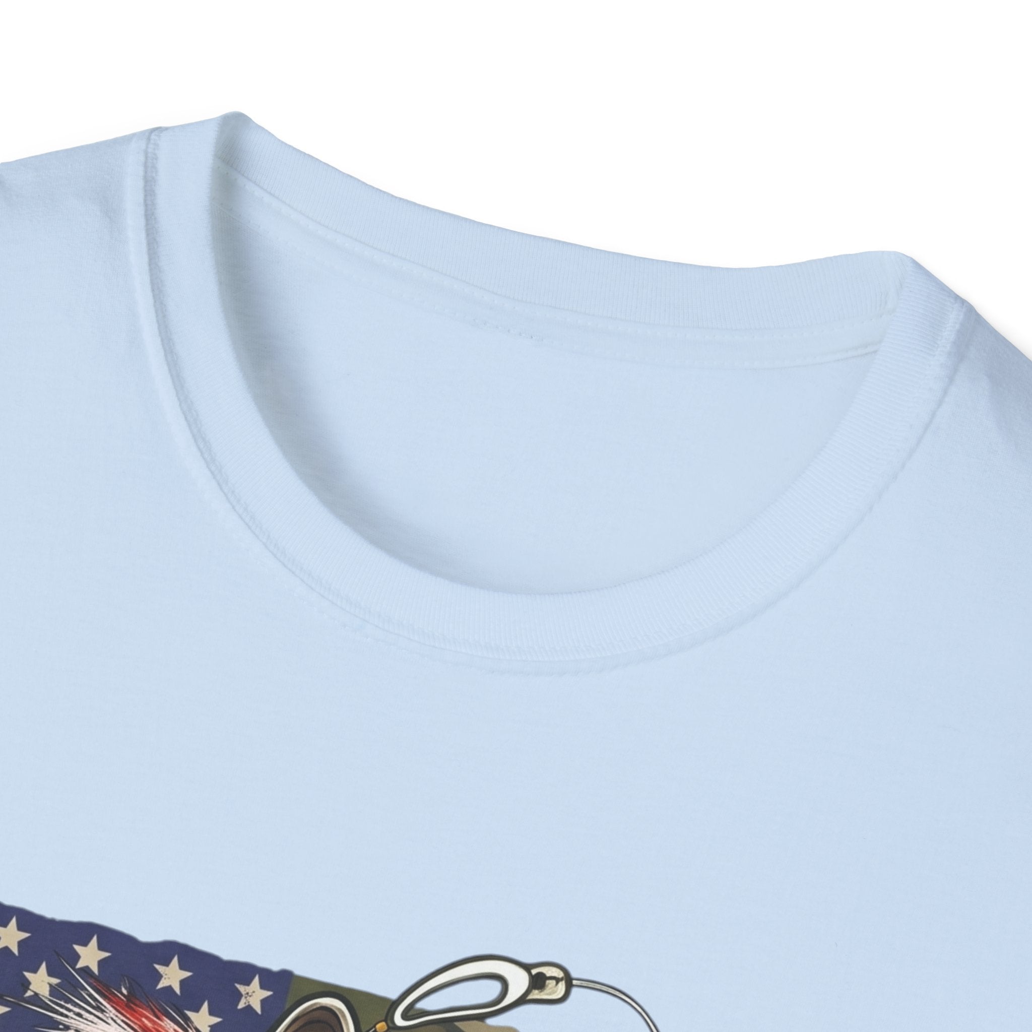 Jumping Bass with American Flag T-Shirt | Fishing Graphic Tee