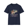 Patriotic Bass Fish Stars Stripes And Strikes T-Shirt | American Fishing Tee