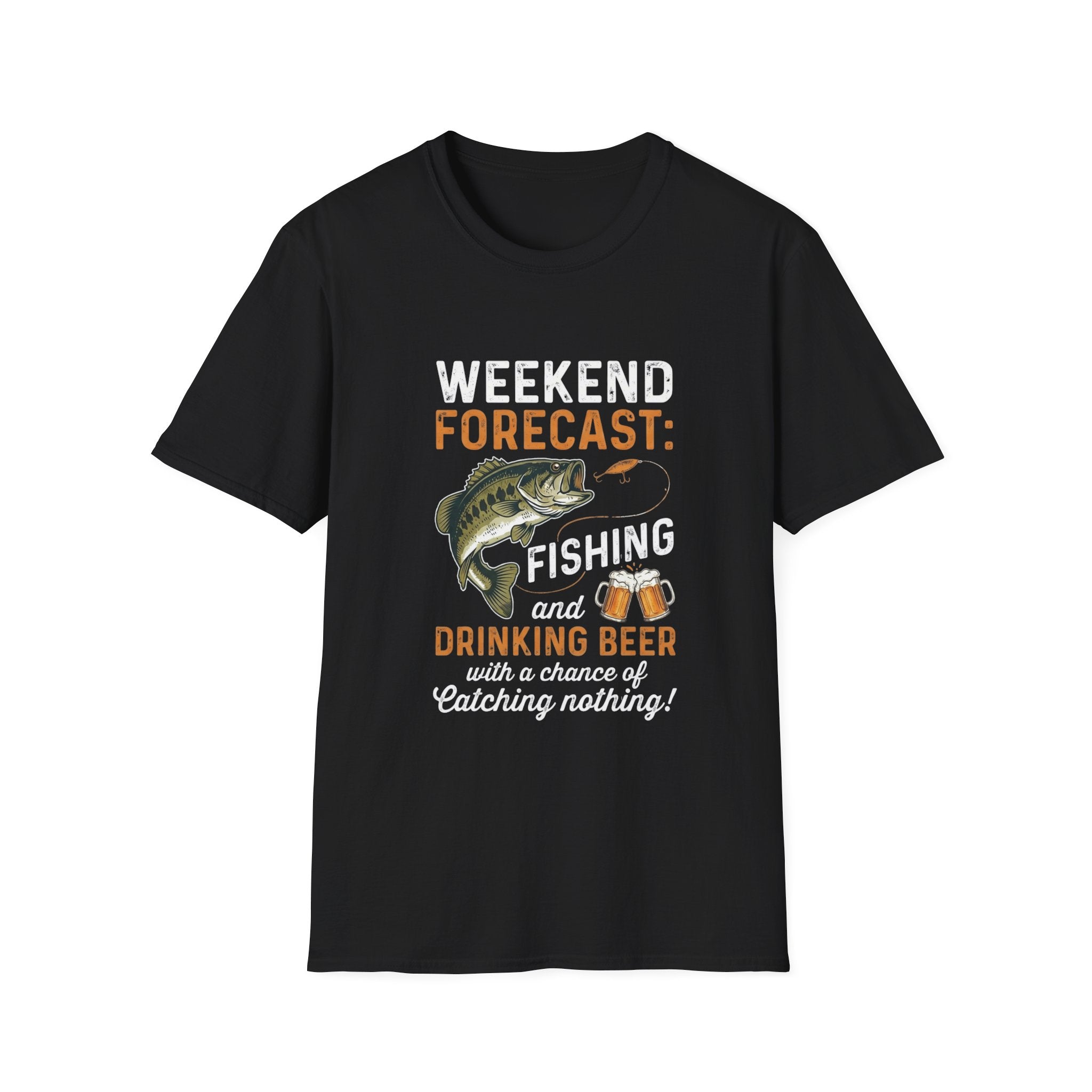 Forecast: Drinking Beer T-Shirt | Bass Fish Illustration, Fishing Tee